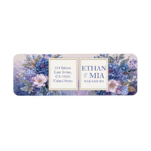 Étiquette Adresse de Retour Botanique Aquarelle Bleu Violet