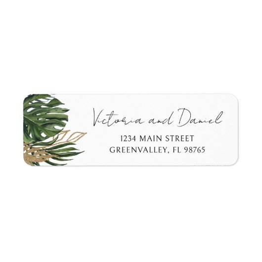Étiquette Adresse de retour botanique boho tropicale (Devant)