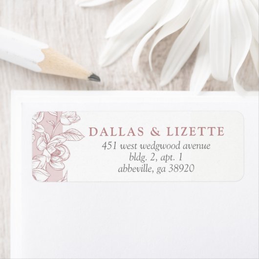 Étiquette Adresse de retour botanique de la fleur de magnoli (En situation)