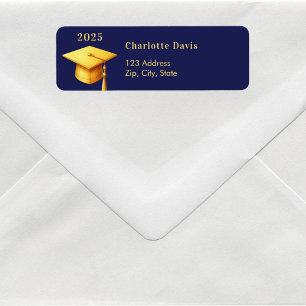 Étiquette Adresse de retour casquette or bleu 2025
