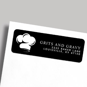Étiquette Adresse de retour Chapeau de Chef Noir Blanc Resta