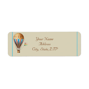 Étiquette Adresse de retour chaude vintage de ballon à air