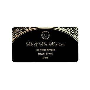 Étiquette Adresse de retour Chic Black and Gold