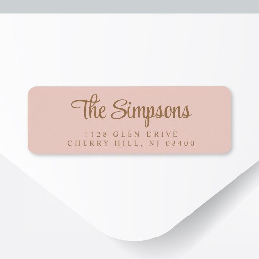 Étiquette Adresse de retour Chic Blush Pink Gold Script