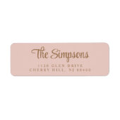 Étiquette Adresse de retour Chic Blush Pink Gold Script (Devant)