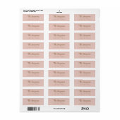 Étiquette Adresse de retour Chic Blush Pink Gold Script (Feuille entière)