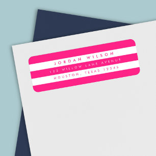 Étiquette Adresse de retour Chic Pink and White Stripes