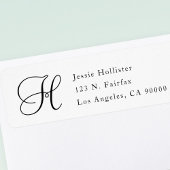 Étiquette Adresse de retour classique simple avec monogramme