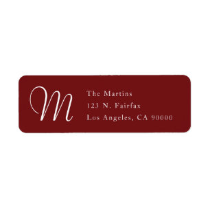 Étiquette Adresse de retour classique simple avec monogramme