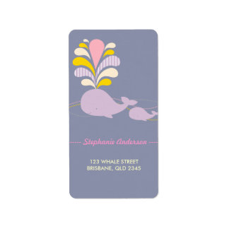Étiquette Adresse de retour colorée de baleine personnalisée