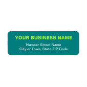 Étiquette Adresse de Retour Commerciale Vert Teal Basée sur (Devant)