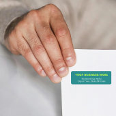 Étiquette Adresse de Retour Commerciale Vert Teal Basée sur