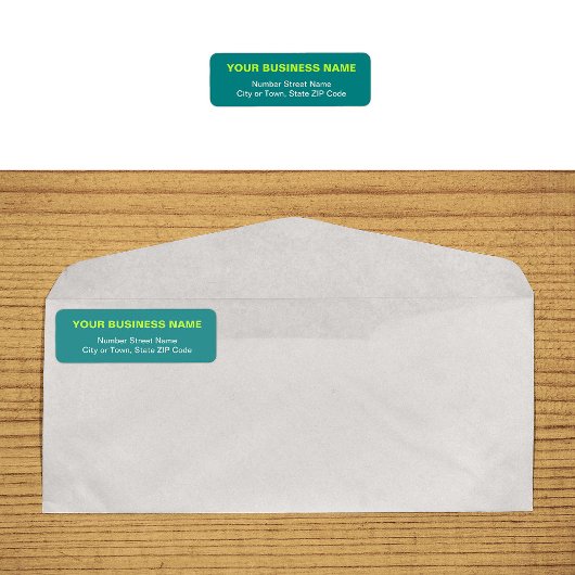 Étiquette Adresse de Retour Commerciale Vert Teal Basée sur