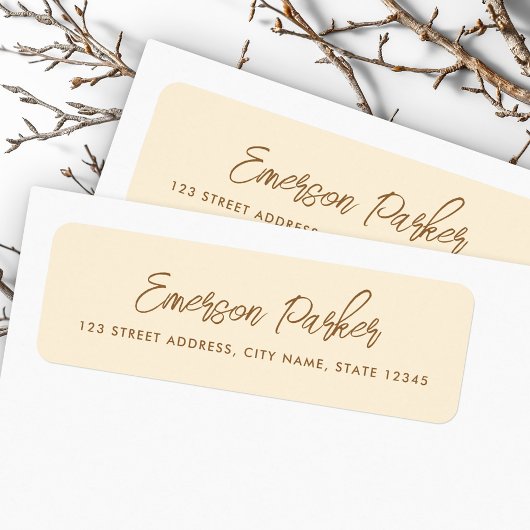 Étiquette Adresse de retour couleur crème pour script tendan