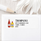 Étiquette Adresse de retour Cute Ketchup et Mustard (En situation)