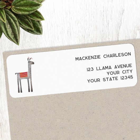 Étiquette Adresse de retour Cute Llama