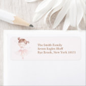 Étiquette Adresse de retour Cute Rose Ballerina (En situation)