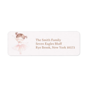Étiquette Adresse de retour Cute Rose Ballerina