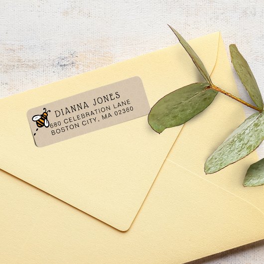 Étiquette Adresse de retour d'abeille à miel moderne