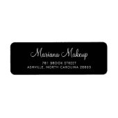 Étiquette Adresse de retour d'affaires de script noir simple (Devant)