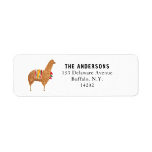 Étiquette Adresse de retour d'animal d'alpaga mignon