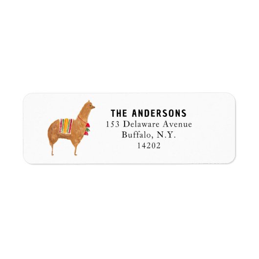 Étiquette Adresse de retour d'animal d'alpaga mignon (Devant)