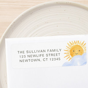 Étiquette Adresse de retour de Baby Shower Boho Sunshine