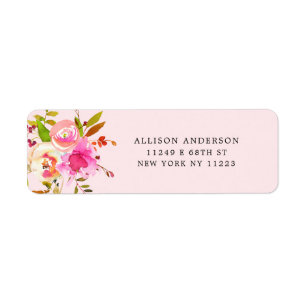 Étiquette Adresse de retour de baby shower floral rose