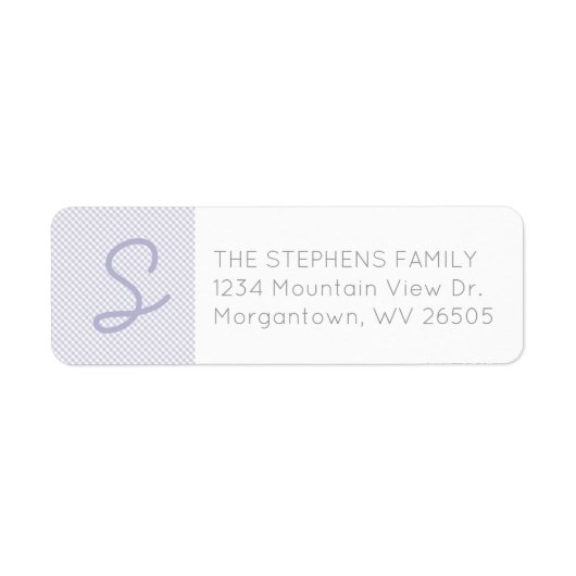 Étiquette Adresse de retour de baby shower initial En vichy  (Devant)