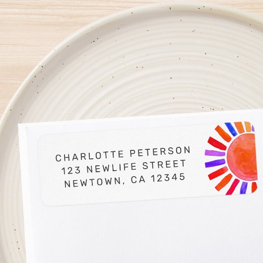 Étiquette Adresse de retour de Baby Shower Soleil