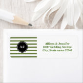 Étiquette Adresse de retour de bande de monogramme noir et a (En situation)