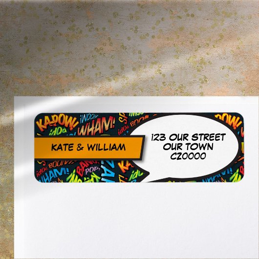 Étiquette Adresse de retour de bande dessinée typographique