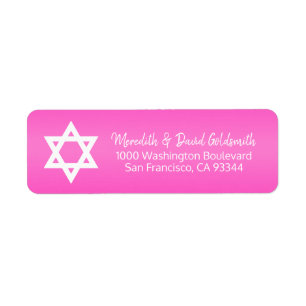 Étiquette Adresse de retour de bat mitzvah d'étoile de Davi