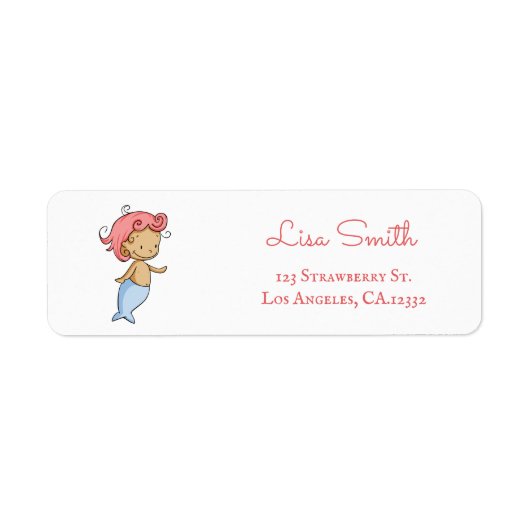 Étiquette Adresse de retour de bébé sirène mignonne (Devant)