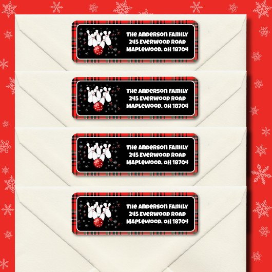 Étiquette Adresse de retour de bowling de vacances festive