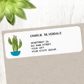 Étiquette Adresse de retour de Cactus mignon