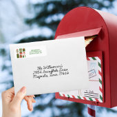 Étiquette Adresse de Retour de Cadeau de Noël Rouge Vert Mod