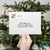 Étiquette Adresse de Retour de Cadeau de Noël Rouge Vert Mod