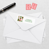 Étiquette Adresse de Retour de Cadeau de Noël Rouge Vert Mod