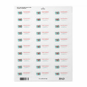 Étiquette Adresse de retour de caméra turquoise rouge (Feuille entière)