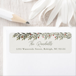 Étiquette Adresse de retour de carte de Noël à la verdure mo