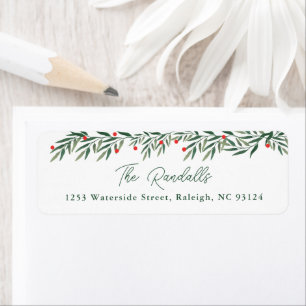 Étiquette Adresse de retour de carte de Noël à la verdure mo