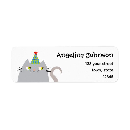 Étiquette Adresse de Retour de Chat de Fête Drôle (Devant)