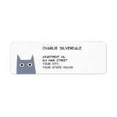 Étiquette Adresse de retour de chat gris amusant (Devant)