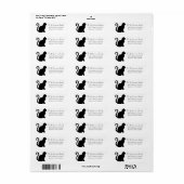 Étiquette Adresse de retour de chat noir (Feuille entière)