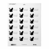 Étiquette Adresse de retour de chat noir (Feuille entière)