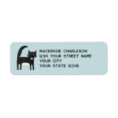 Étiquette Adresse de retour de chat noir et blanc (Devant)