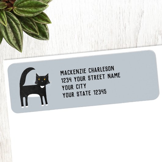 Étiquette Adresse de retour de chat noir et blanc