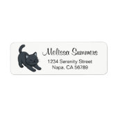 Étiquette Adresse de retour de chat noir étiré (Devant)