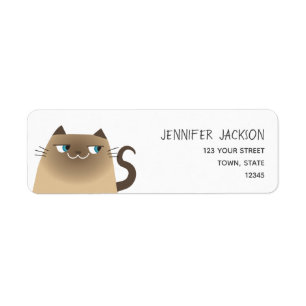 Étiquette Adresse de retour de chat siamois